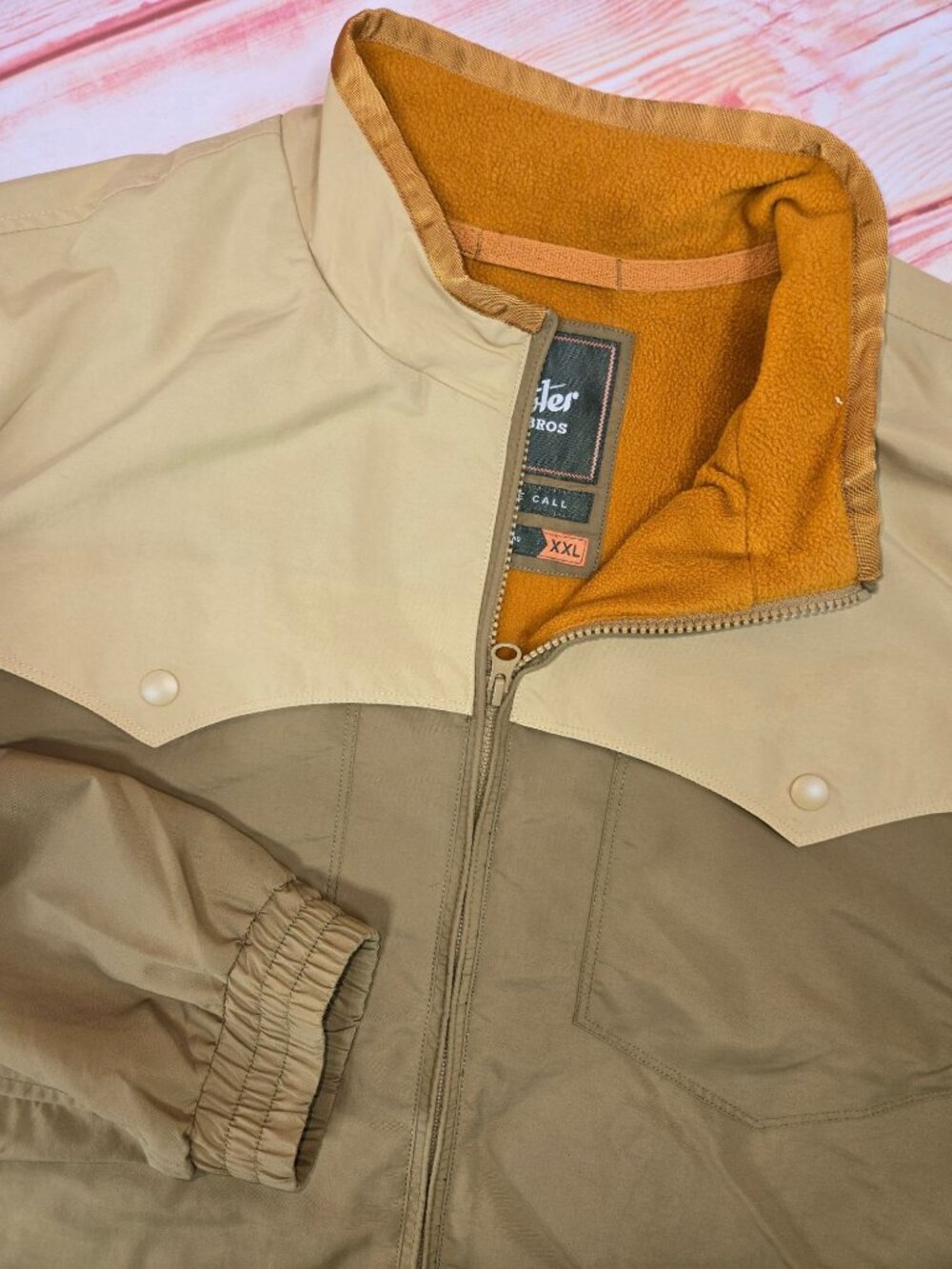 Howler Bros Westers Western Style Windbreaker Jacket Large Tan Nylon
